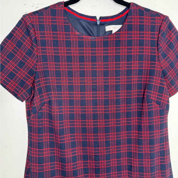 1901 womens 8 plaid red ruffle hem short sleeve dress holiday academia office - Picture 9 of 9